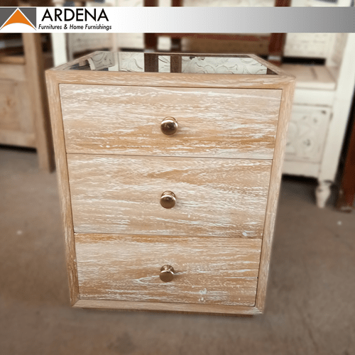 PRODUCTS CATEGORIES, BEDROOM, NIGHTSTANDS, ARRDENA.COM RUSTIC FURNITURE Lime wash Finished 3 Drawers Night Stand