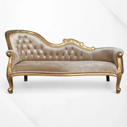 Ardena Chaise Lounges Gold-Brown Sofa Pernikahan Pengantin Kursi Malas Mewah