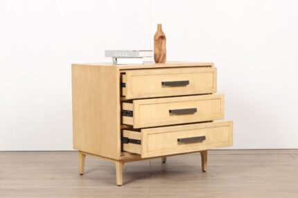 Solid Teak Wooden Nightstands – 3 Drawers Included Premium Quality